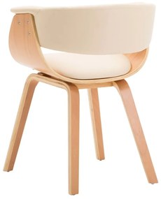 Καρέκλα Τραπεζαρίας Κρεμ από Λυγισμένο Ξύλο και Συνθετικό Δέρμα - Κρεμ