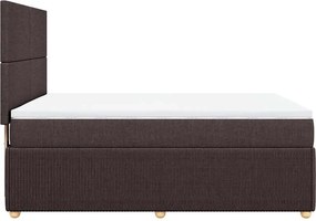 vidaXL Κρεβάτι Boxspring με Στρώμα Σκούρο Καφέ 140x200 εκ Υφασμάτινο