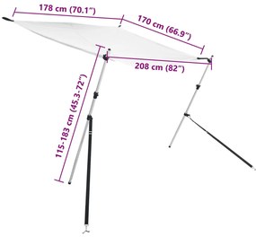 vidaXL Επέκταση Σκιάστρου Σχήμα Τ Λευκή 170x208x(115-183) εκ.