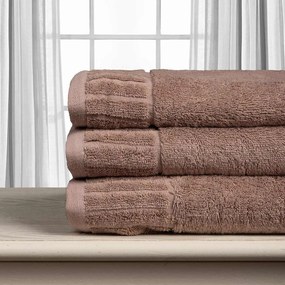 Πετσέτα Προσώπου (50x100) Silk Fashion Μελωδία 600gsm Καφέ