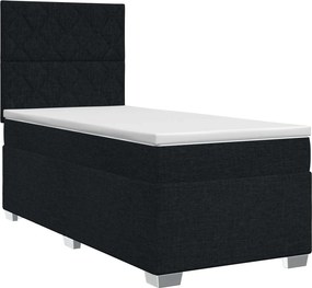 vidaXL Κρεβάτι box spring με στρώμα Μαύρο 90 x 190 cm Ύφασμα