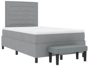 vidaXL Κρεβάτι με βάση με Στρώμα & Πάγκο Ανοιχτό Γκρι 120x200 εκ. Ύφασμα