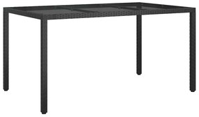 vidaXL Τραπέζι Κήπου για Φαγητό Μαύρο 150 x 90 x 75 cm Πολυ ράταν