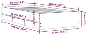 Πλαίσιο Κρεβατιού με συρτάρια Sonoma Δρυς 90x200εκ. Επεξ. Ξύλο - Καφέ