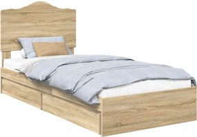 vidaXL Κρεβάτι Αποθήκης Δρύς Sonoma 90 x 190 cm Επεξεργασμένο ξύλο