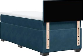 vidaXL Κρεβάτι Boxspring με Στρώμα Σκούρο Μπλε 80 x 200 εκ. Βελούδινο