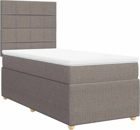 vidaXL Κρεβάτι Boxspring με Στρώμα Taupe 100 x 200 εκ. Υφασμάτινο