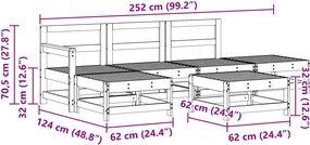 vidaXL Σετ Ξαπλώστρας Κήπου 6 pcs Κερωμένο Καφέ Στερεό πεύκο