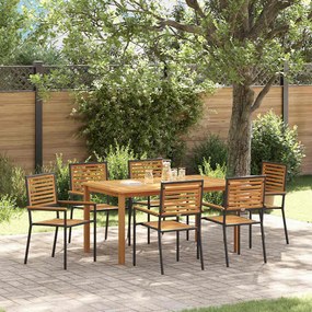 vidaXL Σετ Τραπεζαρίας Κήπου 7 pcs Μαύρο 150 x 90 x 74 cm