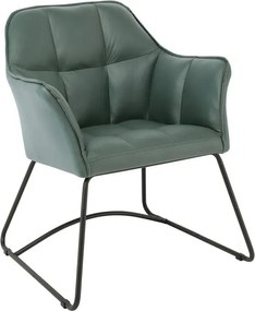 POLLY Πολυθρόνα Μέταλλο Βαφή Μαύρο, Ύφασμα Suede Olive Green   2τμχ