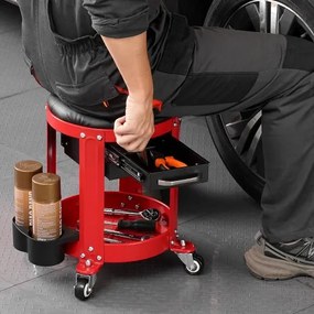 VEVOR Rolling Mechanic Stool Garage Seat 300 lbs Load with Wheels &amp; Storage