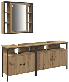 vidaXL Μονάδες Νιπτήρα Μπάνιου με ράφι 3 pcs Καφέ 80 x 30 x 60 cm