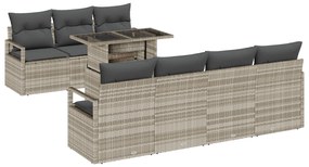 vidaXL Σετ καναπέ κήπου 8 κομματιών με μαξιλάρια ανοιχτό γκρι πολυρατάν