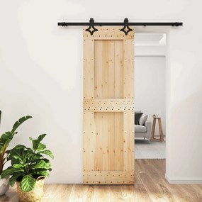 vidaXL Συρόμενη Πόρτα Φυσικό και Μαύρο 70 x 210 cm
