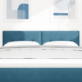 vidaXL LED Κεφαλάρι με Κουμπιά Σαλονιού Σκούρο Μπλε 80 εκ. Βελούδο