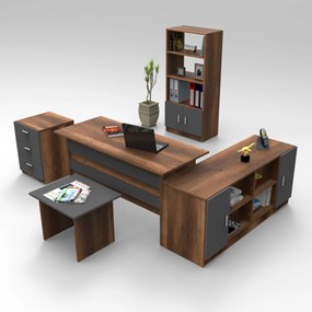 Σετ Επίπλων Γραφείου Καρυδί / Ανθρακί SADIS 140x60x73.8