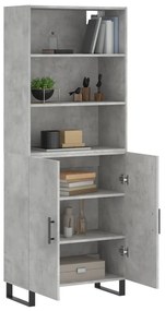 vidaXL Ντουλάπι Γκρι Σκυροδέματος 69,5x34x180 εκ. Επεξεργασμένο Ξύλο