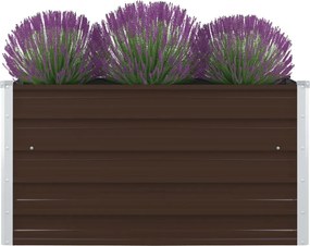 vidaXL Ζαρντινιέρα Ψηλή Καφέ 100 x 100 x 45 εκ. Γαλβανισμένος Χάλυβας
