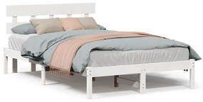 vidaXL Κρεβάτι με κεφαλάρι Λευκό 120x200 εκ. Συμπαγές ξύλο πεύκου