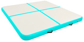 vidaXL Στρώμα Ενόργανης Φουσκωτό Πράσινο 200x200x15 εκ. PVC με Τρόμπα