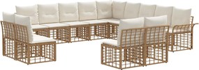 vidaXL Σειρά Καναπέ Εξωτερικού 13 pcs Φυσικό και Κρέμα Λευκό