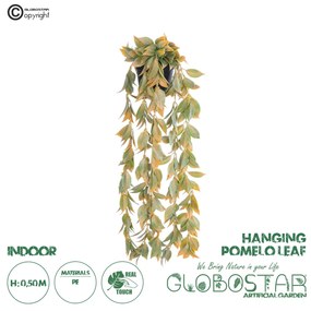 GloboStar® Artificial Garden HANGING POMELO LEAF 20871 - Τεχνητό Κρεμαστό Διακοσμητικό Φυτό Φύλλο Πομέλο  Φ17 x Y50cm