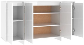 vidaXL Ραφιέρα Γυαλιστερή Λευκή 135x41x75 εκ. από Επεξεργ. Ξύλο