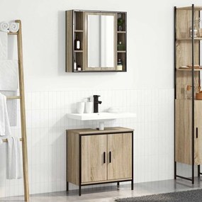 vidaXL Σετ Επίπλων Μπάνιου με ράφι με πόρτα 2 pcs Καφέ 60 x 30 x 60 cm