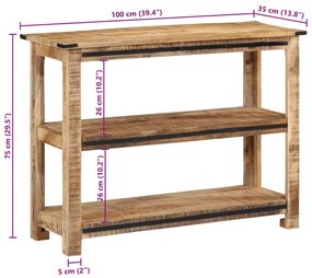 ΤΡΑΠΕΖΙ ΚΟΝΣΟΛΑ 100X35X75 ΕΚ. ΑΠΟ ΜΑΣΙΦ ΞΥΛΟ ΜΑΝΓΚΟ 374055