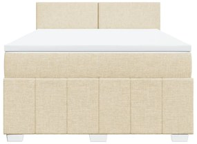 Κρεβάτι Boxspring με Στρώμα Κρεμ 140x200 εκ. Υφασμάτινο - Κρεμ