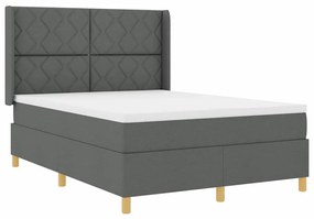 vidaXL Κρεβάτι με ελατήρια με στρώμα Γκρι 140 x 200 cm ύφασμα