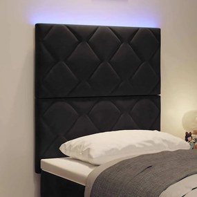 vidaXL LED Κεφαλάρι με φώτα λωρίδας LED Γεωμετρικό Μαύρο 80 cm Βελούδο