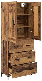 vidaXL Highboard με συρτάρι 2 pcs Παλιό Ξύλο Επεξεργασμένο ξύλο