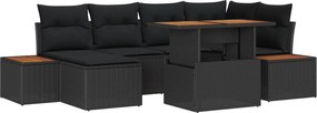 vidaXL Σετ Καναπέ Κήπου με αποθήκευση 7 pcs Μαύρο Πολυ ράταν