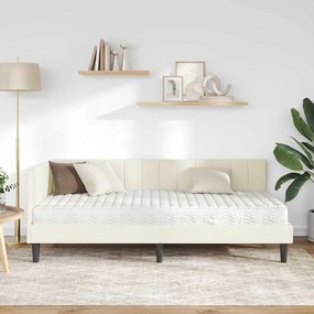vidaXL Κρεβάτι Γωνίας με στρώμα με κεφαλάρι Κρεμ 100 x 200 cm Βελούδο