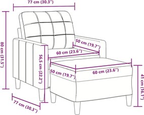 vidaXL Πολυθρόνα Μπλε 60 εκ. Βελούδινη με Υποπόδιο