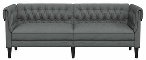 vidaXL Καναπές Τριθέσιος Chesterfield Σκούρο Γκρι Υφασμάτινος