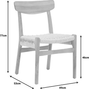 Καρέκλα Eaprine φυσικό σχοινί-rubberwood 49x53x77εκ 49x53x77 εκ.
