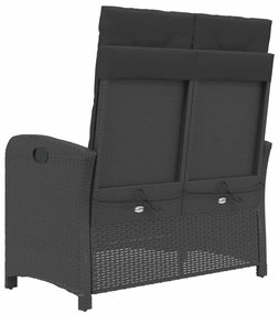 vidaXL Πάγκος Κήπου Ανακλινόμενος Μαύρος Συνθετικό Ρατάν με Μαξιλάρια