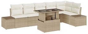 vidaXL Σετ Καναπέ Κήπου με αποθήκευση 7 pcs Μπεζ Πολυ ράταν