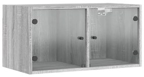 Ντουλάπι Τοίχου Γκρι Sonoma 68,5x37x35 εκ. με Γυάλινες Πόρτες - Γκρι