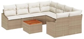 vidaXL Σετ Καναπέ Κήπου 9 pcs Μπεζ και λευκό