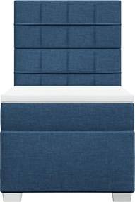 vidaXL Κρεβάτι Boxspring με Στρώμα Μπλε 90x200 εκ.Υφασμάτινο