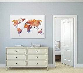 Εικόνα πολυγωνικού παγκόσμιου χάρτη σε αποχρώσεις του πορτοκαλί - 90x60