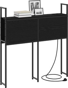 vidaXL Κεφαλάρι Αποθήκης με Σταθμό Φόρτισης με ράφι Μαύρη δρυς 98 cm