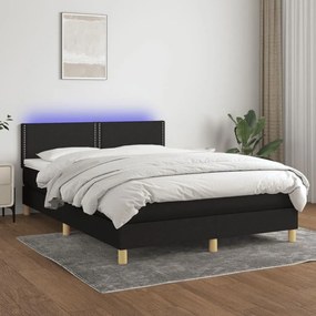 ΚΡΕΒΑΤΙ BOXSPRING ΜΕ ΣΤΡΩΜΑ &amp; LED ΜΑΥΡΟ 140X190 ΕΚ. ΥΦΑΣΜΑΤΙΝΟ 3133631