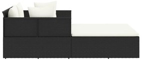 vidaXL Ξαπλώστρα Μαύρη 182 x 118 x 63 εκ. Συνθετικό Ρατάν με Μαξιλάρια