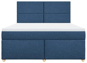 vidaXL Κρεβάτι Boxspring με Στρώμα Μπλε 180x200 εκ. Υφασμάτινο