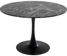 Τραπέζι Veneto Μαρμάρινη Επιφάνεια  Μαύρο 110x110x73εκ - Μαύρο