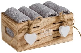 Πετσέτες Σε Καλαθάκι Soft 4005 (Σετ 4τμχ) Grey Das Home Towels Set 30x30cm 100% Βαμβάκι